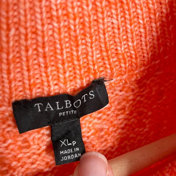 Talbots Womens Mock Turtleneck Pullover Sweater XLP Orange Long Sleeve - Picture 6 of 10